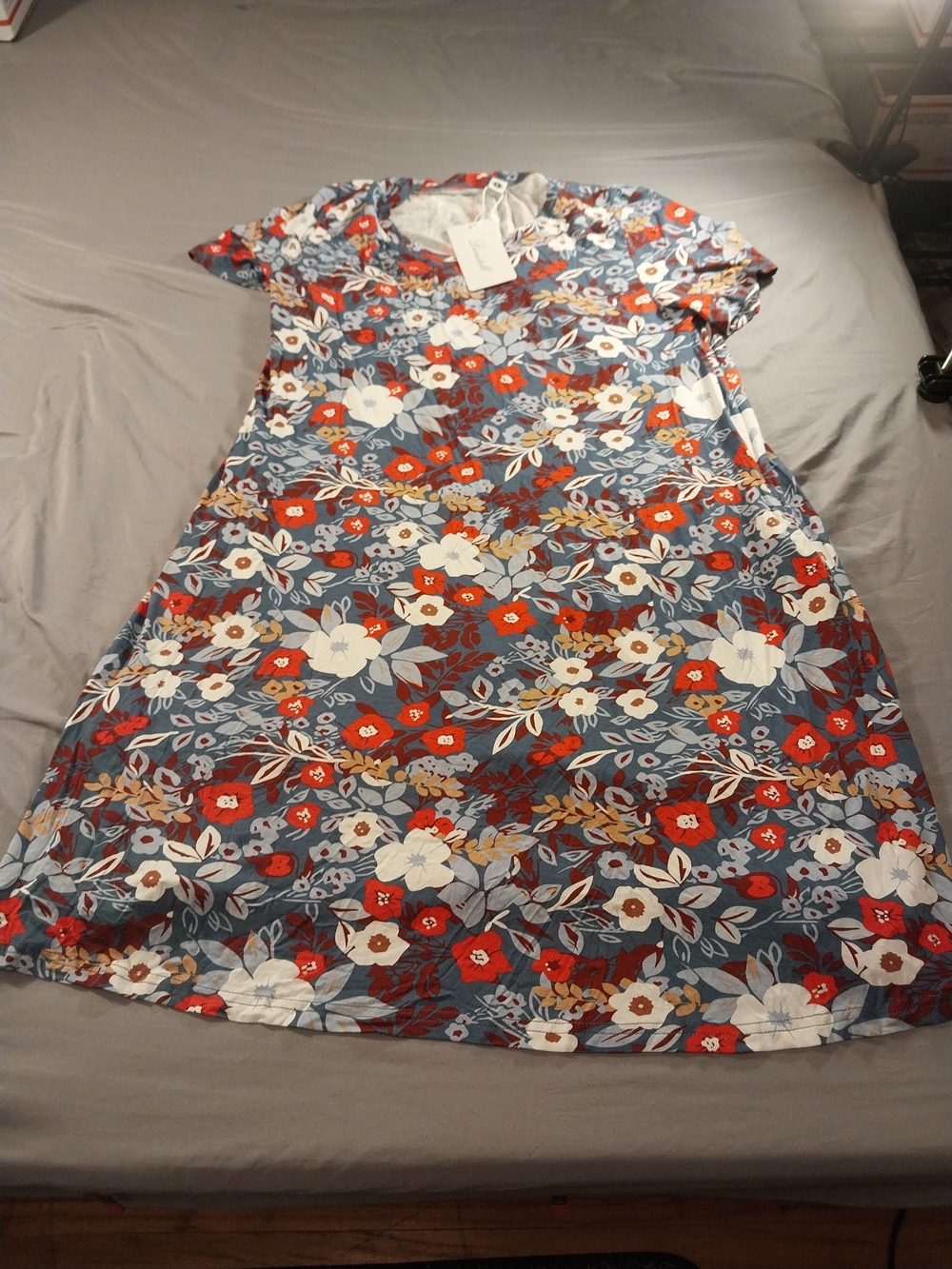 Lionstill Floral Short Sleeve Midi Dress L # 343